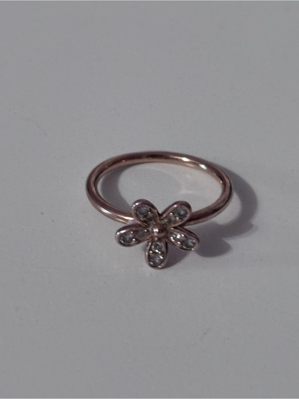Pandora Rose Gold Flower Ring with Clear Stones